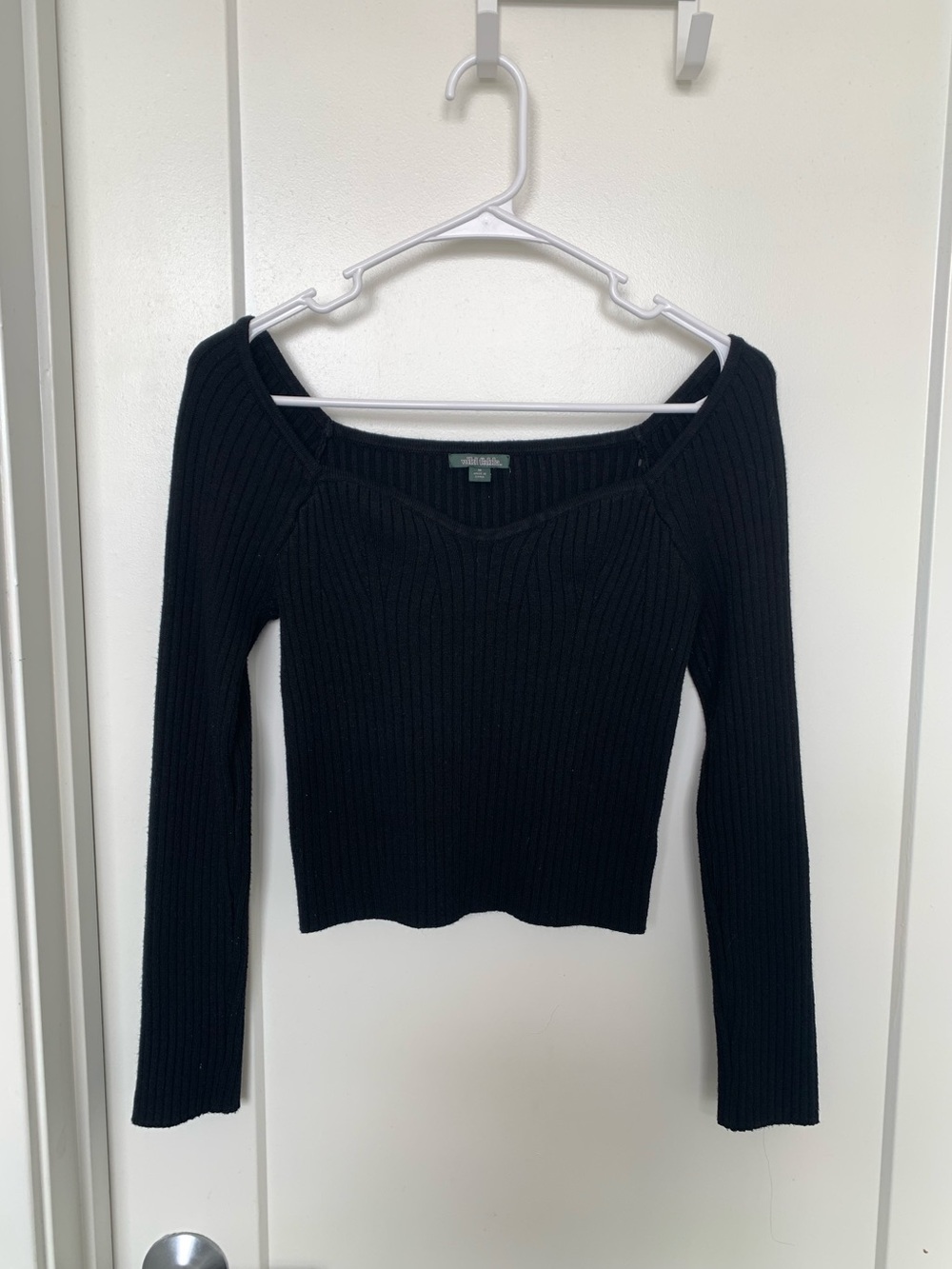 Wild Fable Black Off The Shoulder Fitted Sweater